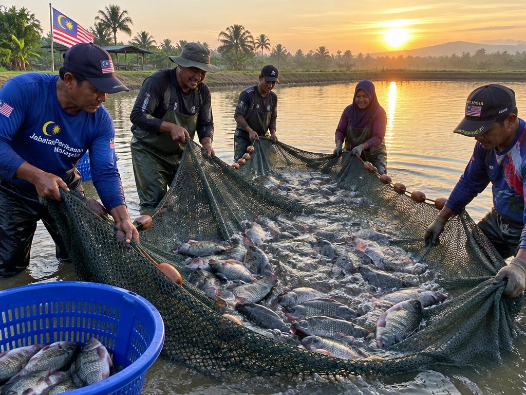 ARC team harvesting tilapia